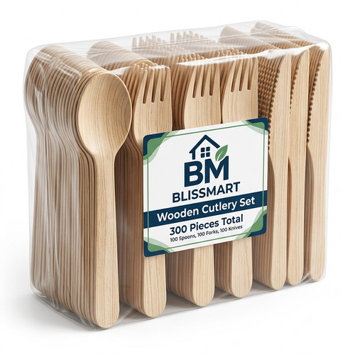 300 wooden cutlery set - cutlery,