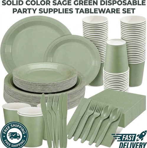 Sage green party tableware - sage,