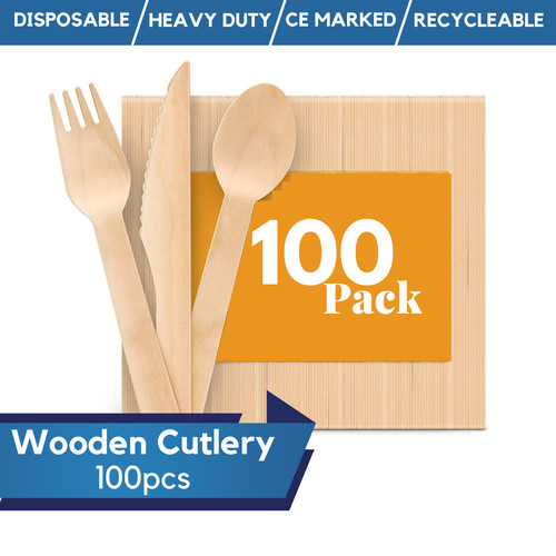 Wooden cutlery set - wooden,