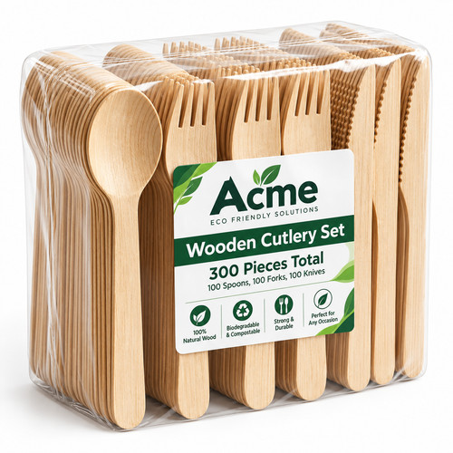 150 wooden cutlery set - wooden,