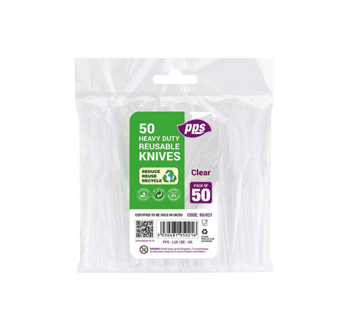 Clear plastic knives set - clear, (50