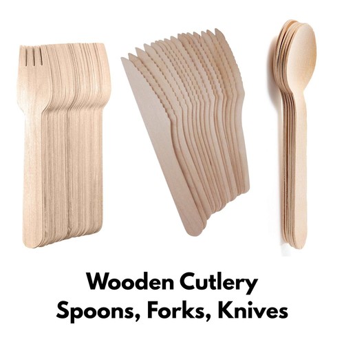 Disposable wooden cutlery - wooden,
