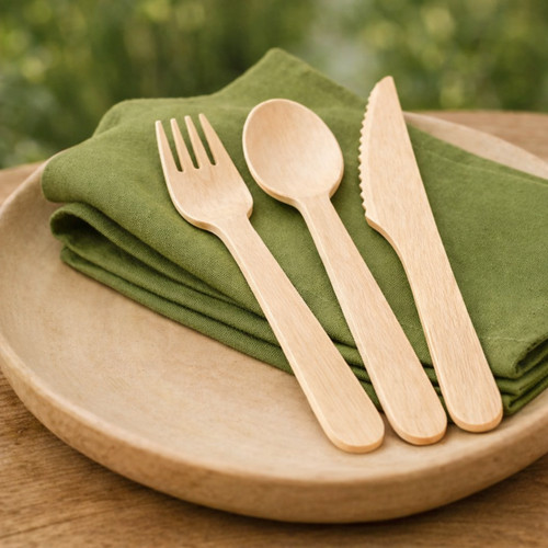 150 pcs wooden cutlery set - 150,