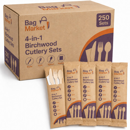 4in1 disposable wooden cutlery - 4in1,