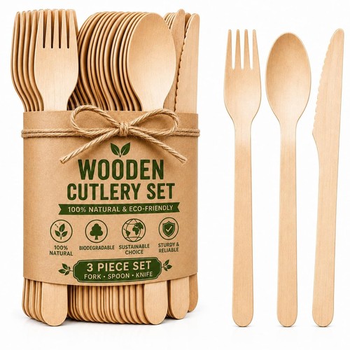 100pcs wooden cutlery - wooden,