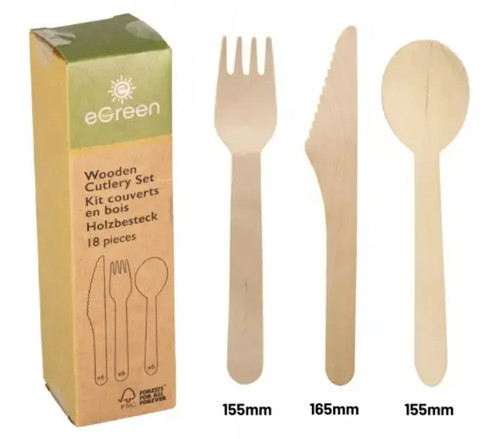 Wooden cutlery set x - set, 18