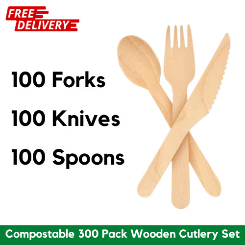 Disposable wooden cutlery set - disposable,