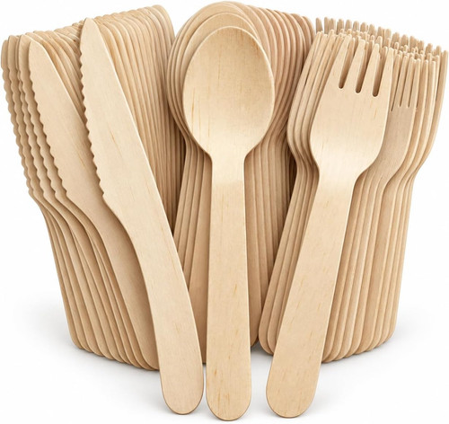Disposable wooden cutlery set - disposable,