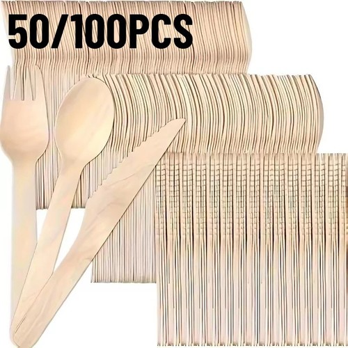 100 wooden cutlery - wooden,