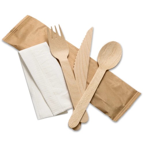 Disposable wooden cutlery set - cutlery,