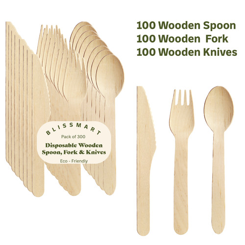 300 disposable wooden cutlery - wooden,