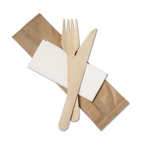 Wrapped wooden cutlery - wooden,