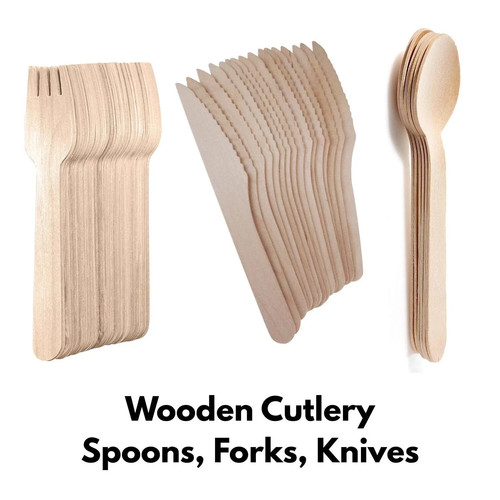 Disposable wooden cutlery - cutlery, set