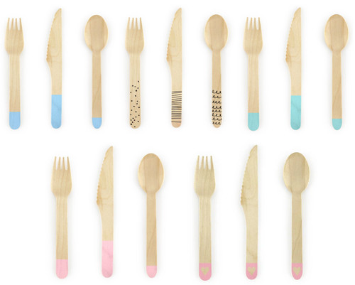 Pastel colour wooden cutlery - colour,